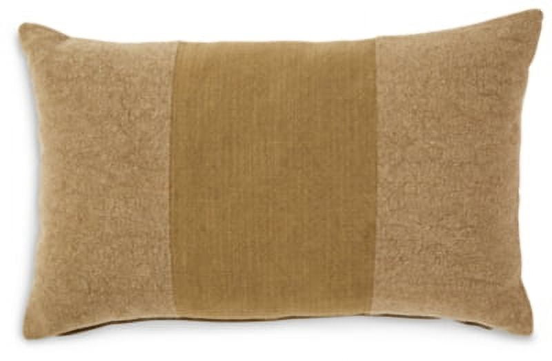 Dovinton Light Brown and Beige Cotton Rectangular Pillow