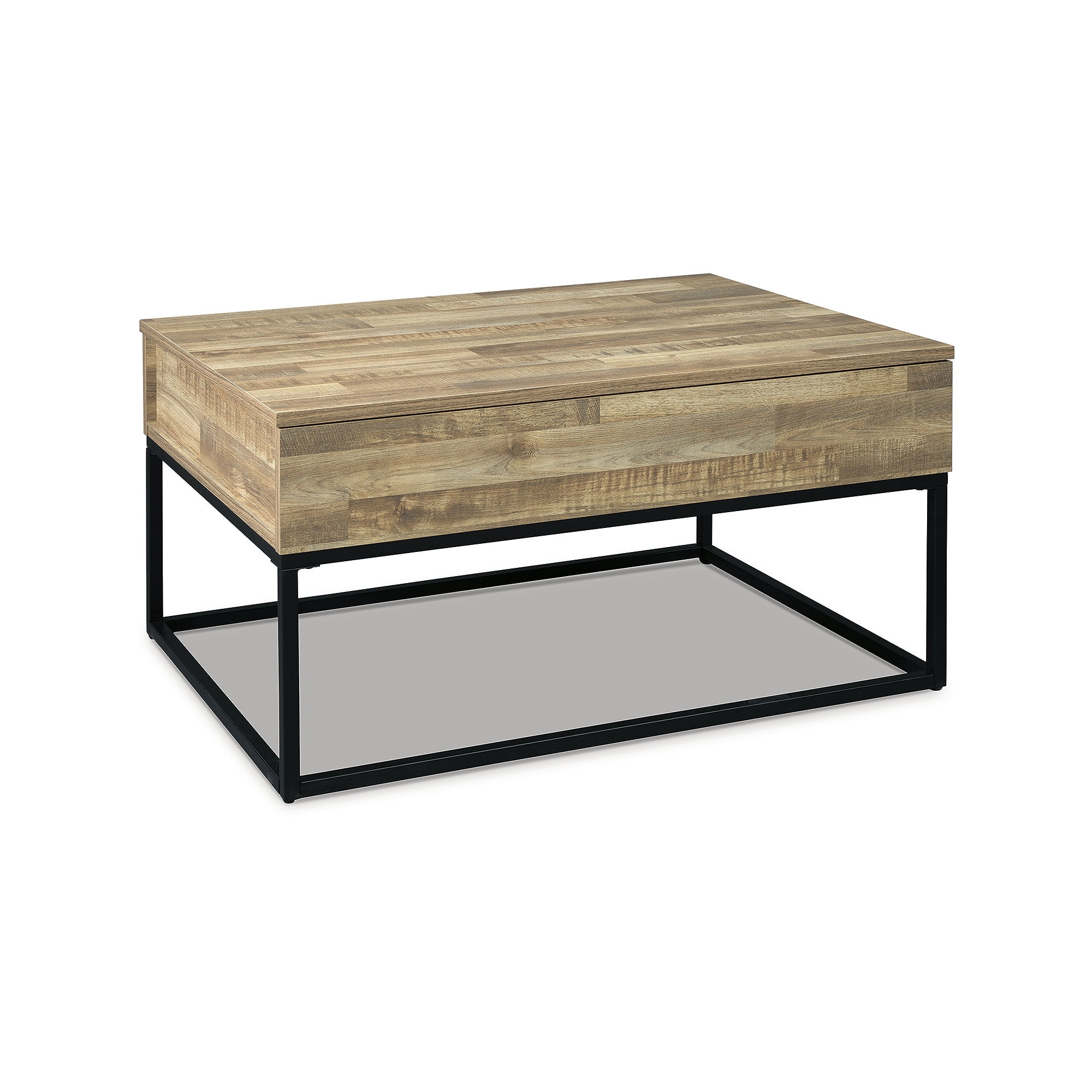Urban Loft 36'' Beige & Black Rectangular Lift-Top Coffee Table with Storage