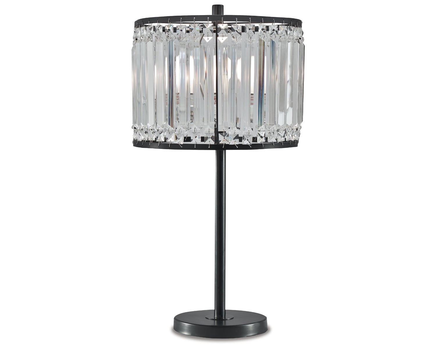 Gracella Black Crystal-Beaded Drum Shade Table Lamp