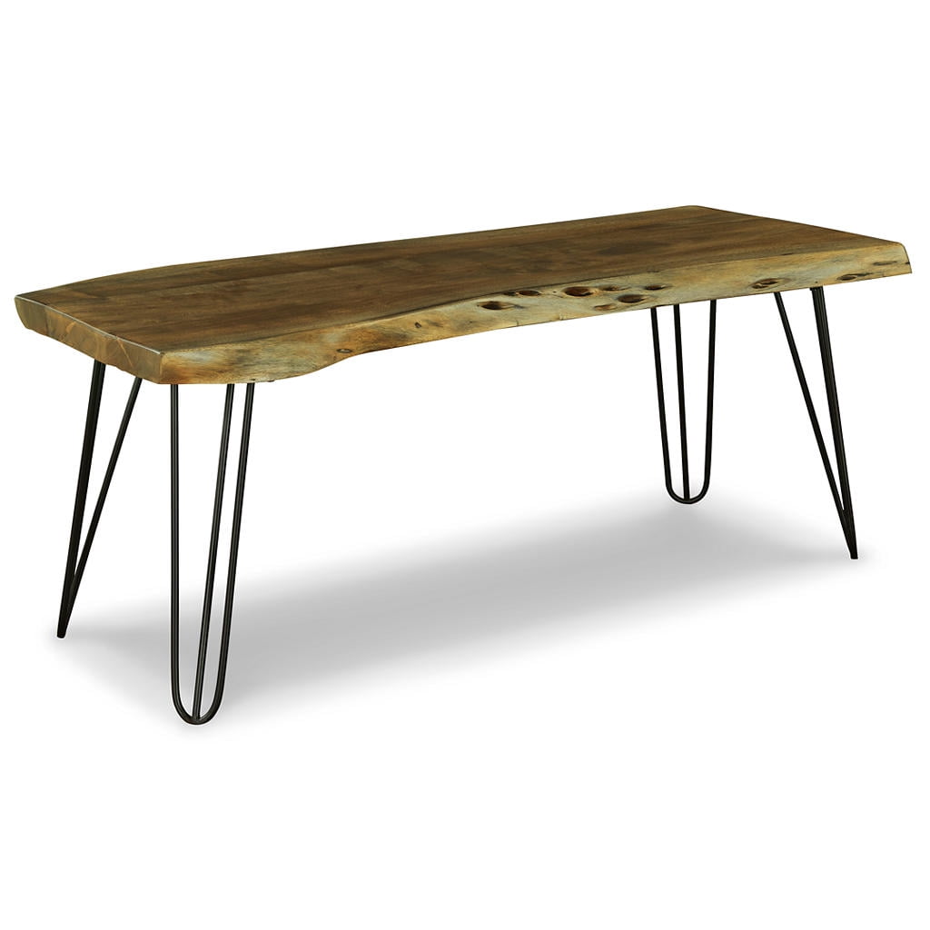 Haileeten 45'' Black/Brown Solid Wood Bench with Hairpin Legs