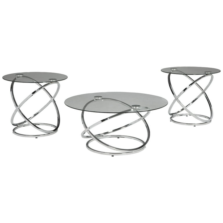 Hollynyx 3 Pack Tables - Chrome Finish Hollynyx 3 Pack Tables - Chrome Finish
