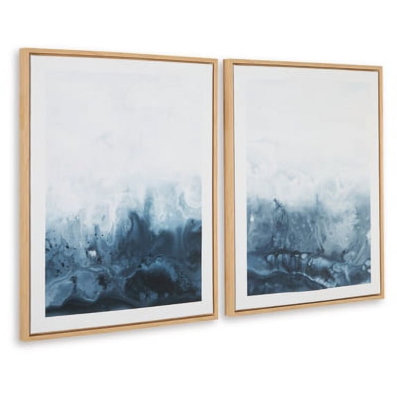 Signature Design by Ashley Contemporary Holport Wall Art (Set of 2) Blue/White