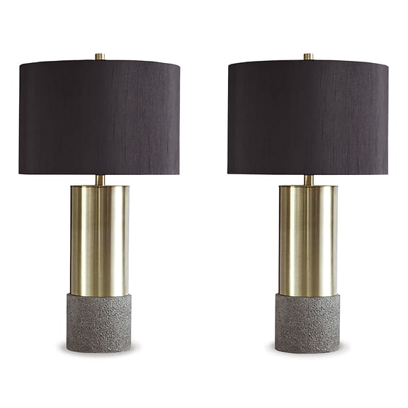 Signature Design by Ashley Contemporary Jacek Table Lamp (Set of 2) Gray/Brass Finish