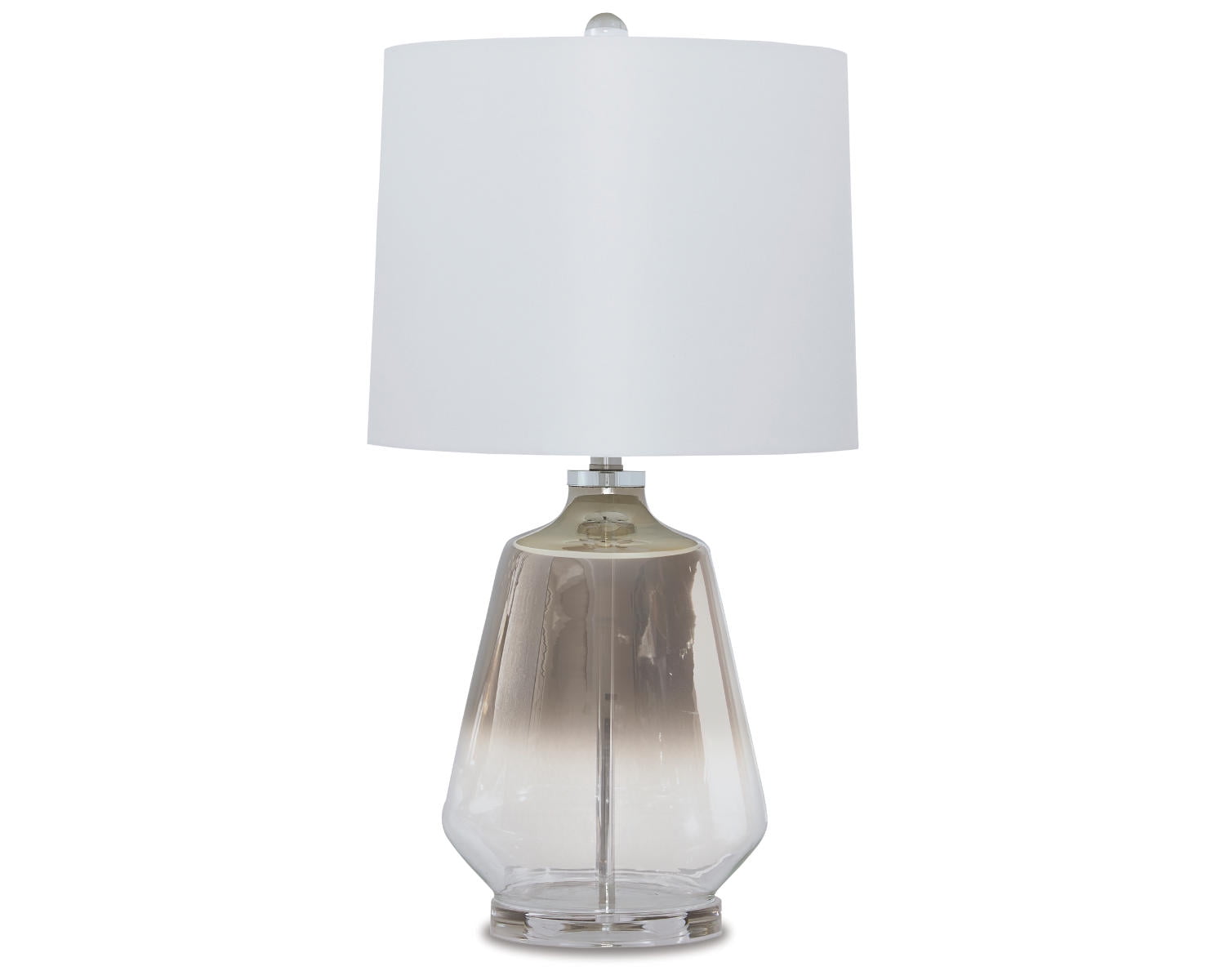 Jaslyn Silver Ombre Glass Table Lamp with White Shade