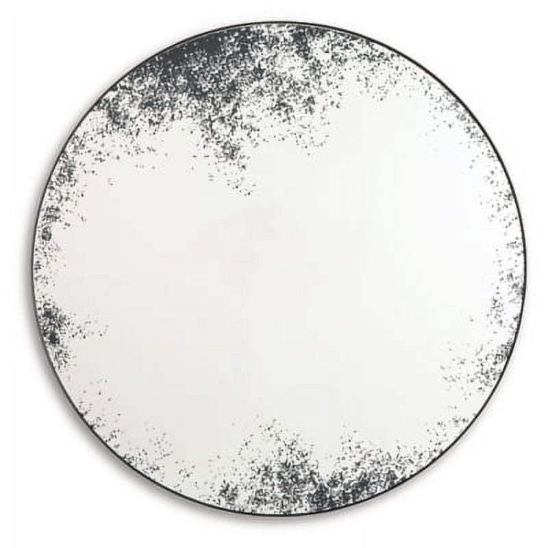 Kali Contemporary Black Round Accent Mirror with Distressed Glass