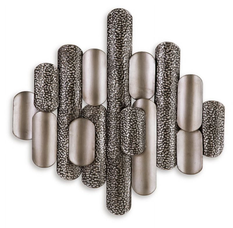 Large Geometric Black and Champagne Metal Wall Sculpture