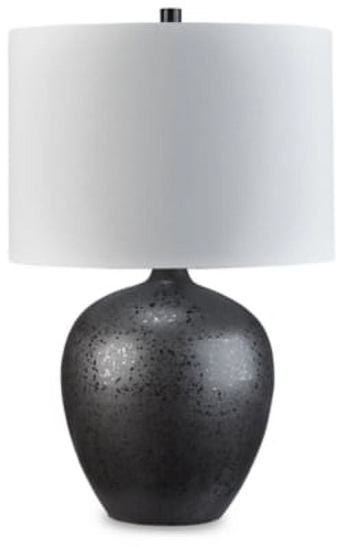 Ladstow Black Ceramic Table Lamp with White Drum Shade