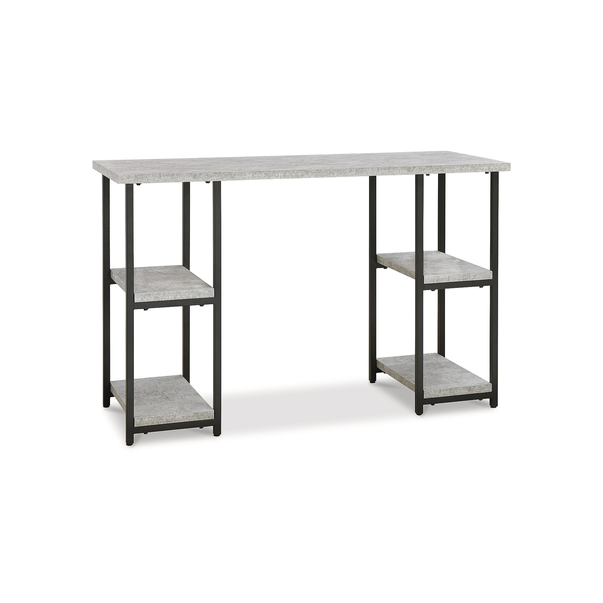 Lazabon Contemporary 48" Black/Gray Faux Concrete Home Office Desk