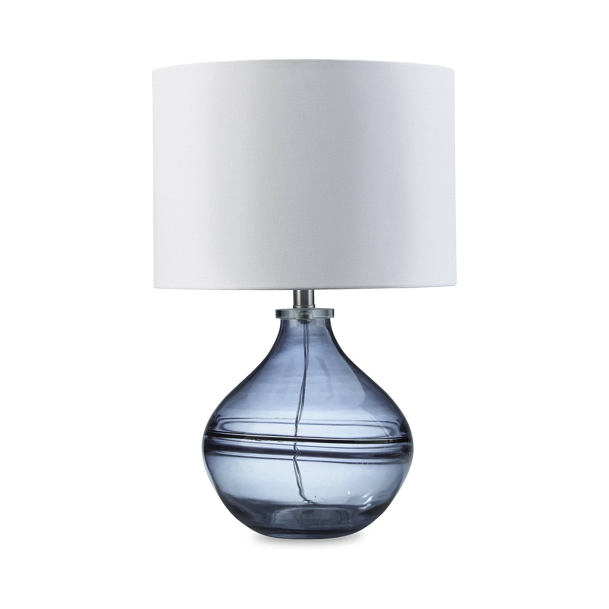 Blue and White Glass Table Lamp with Crystal Cap