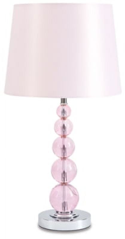 Pink Crystal Table Lamp with Polyester Shade, 23"