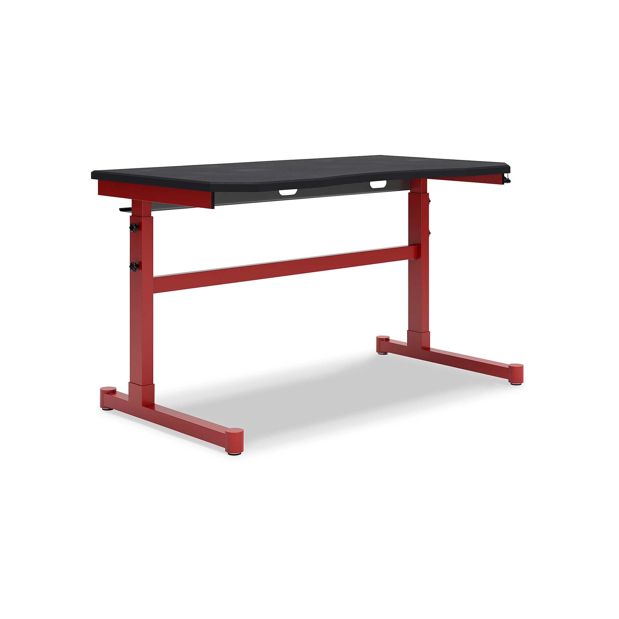 Red and Black Adjustable Height Gaming Desk with Power Outlet