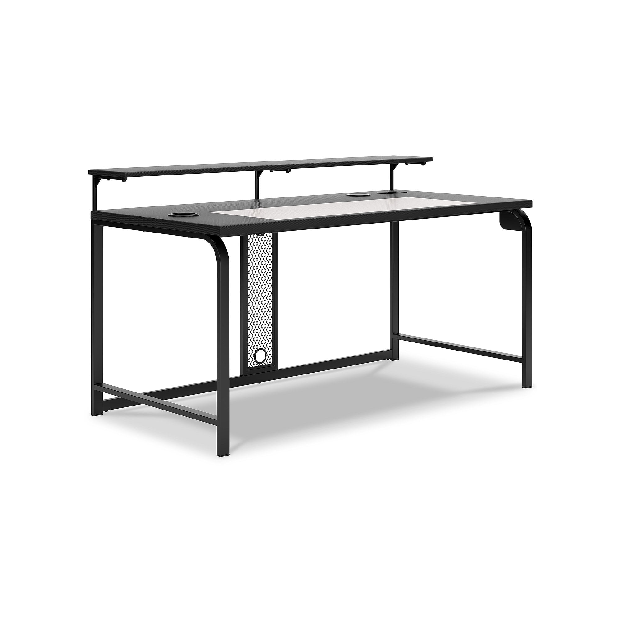 Modern Black Gaming Desk 63'' with LED Lighting, USB & Cup Holder