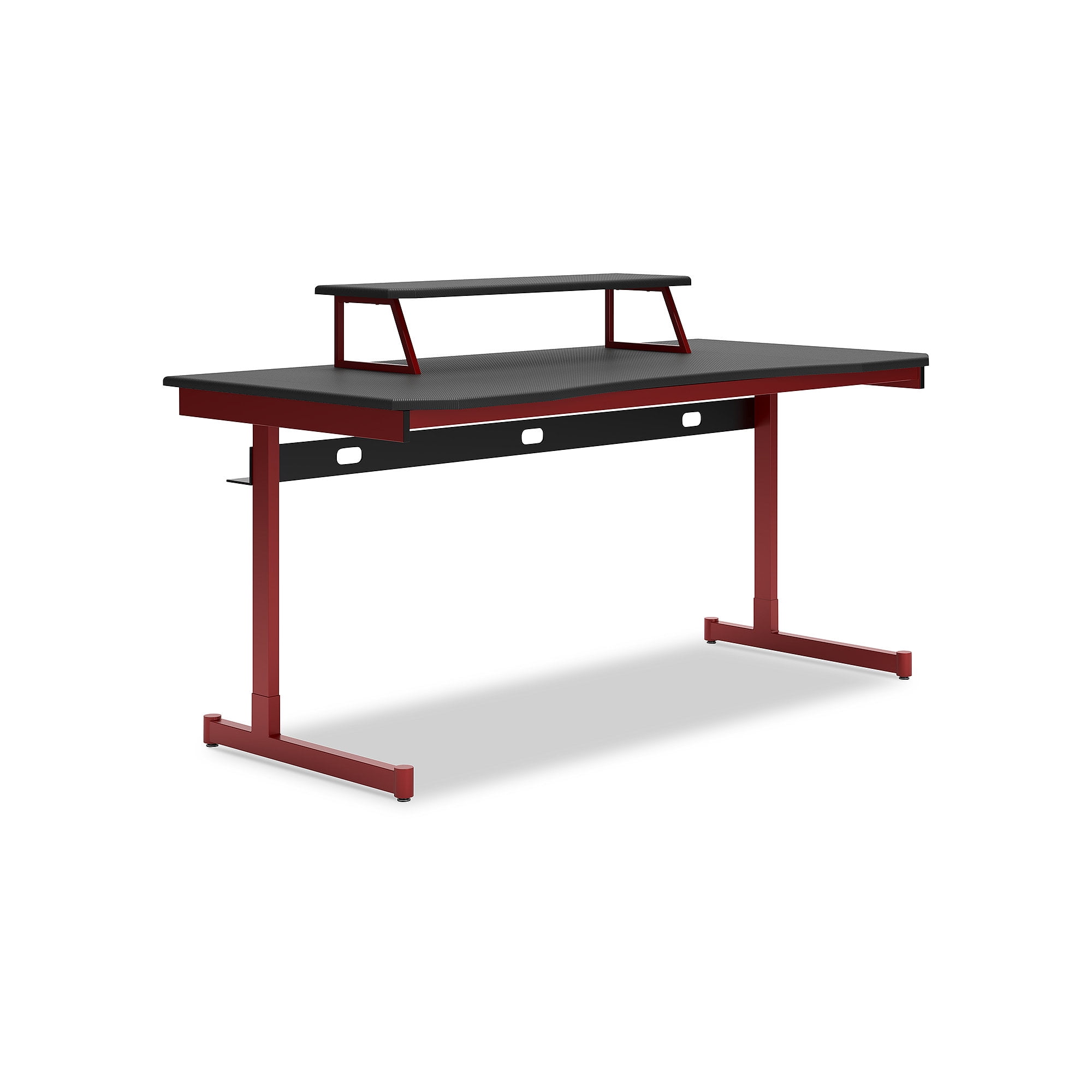 Contemporary 63" Black and Red Gaming Desk with Power Outlet and Cup Holder