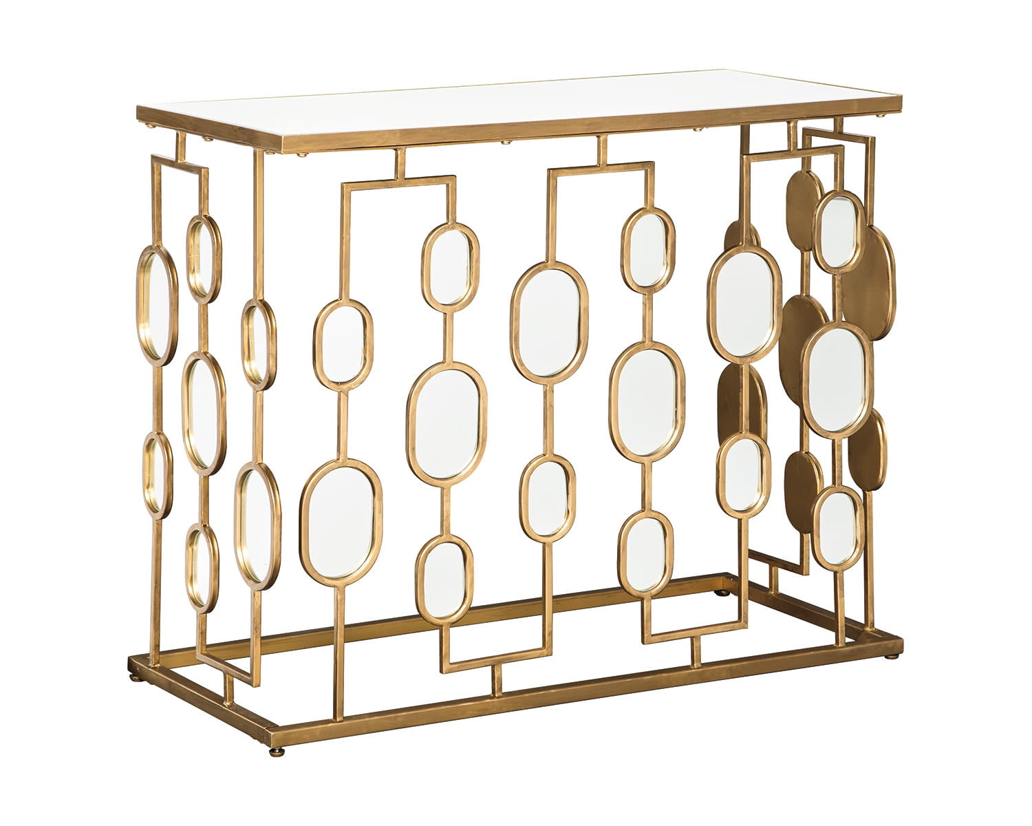 Elegant 36" Gold Metal & Mirrored Glass Console Table