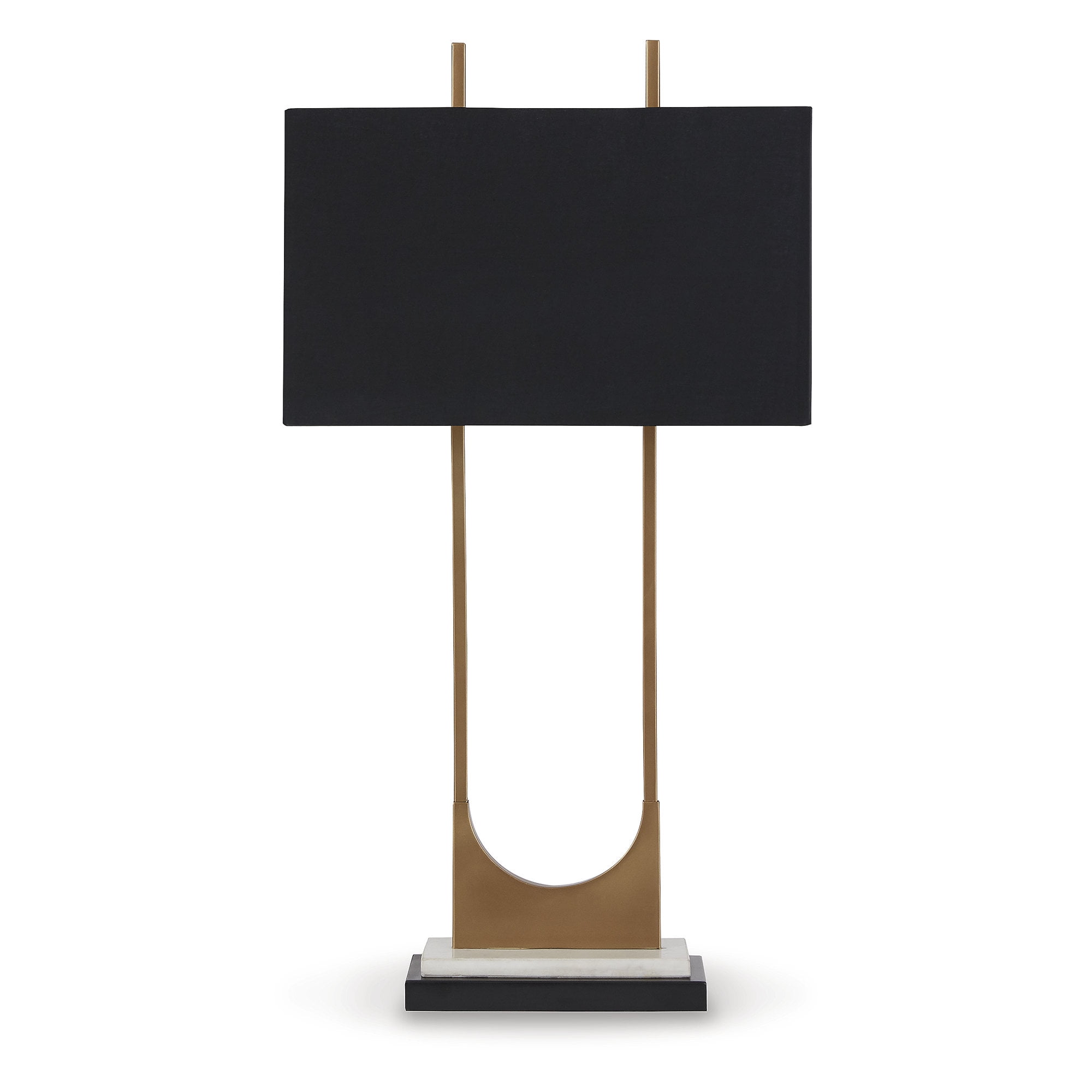 Malana Black and Brass Metal Table Lamp with Marble Base