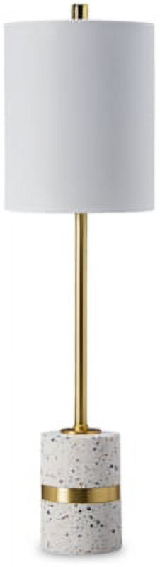 White and Gold Terrazzo Table Lamp with Fabric Shade