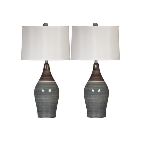 Signature Design by Ashley Contemporary Niobe Table Lamp (Set of 2) Multi Gray