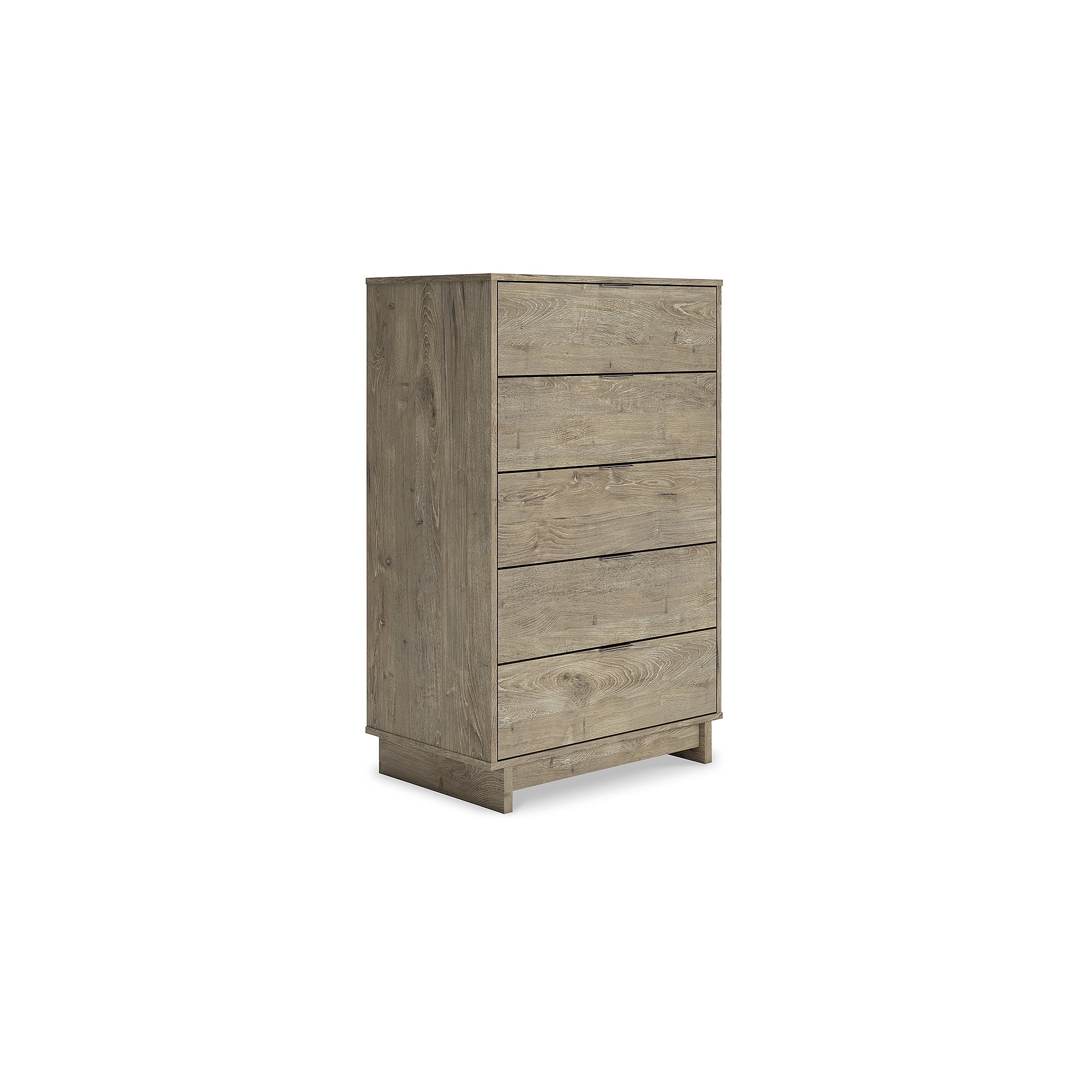 Oliah Natural Oak Grain 5-Drawer Tall Chest in Light Brown