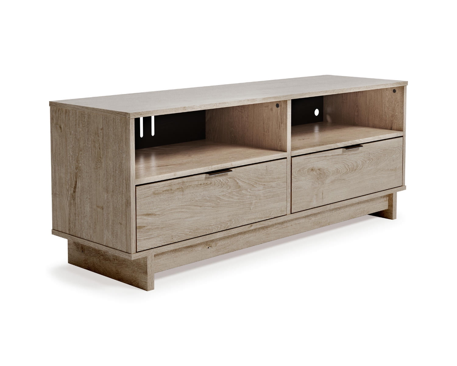 Contemporary 52'' Beige TV Stand with Open Shelving and Drawers