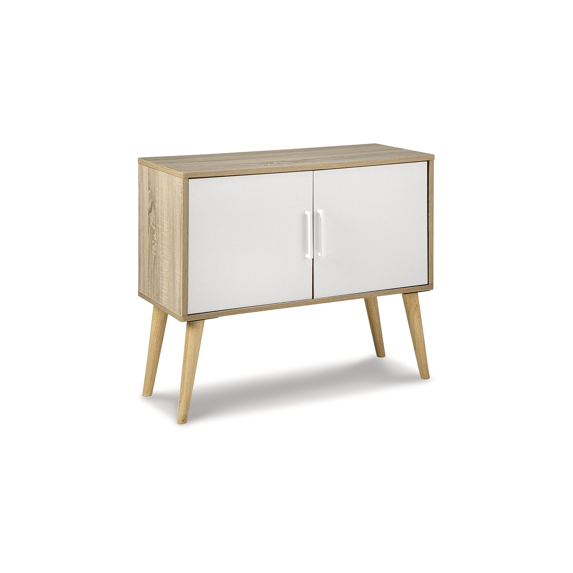 Transitional Orinfield 2-Door Freestanding Cabinet with Adjustable Shelving - White/Beige