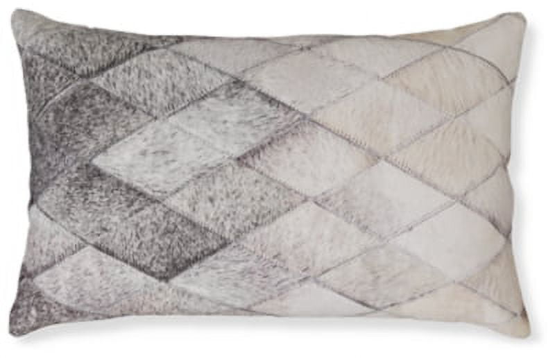 Gray and Light Brown Diamond Pattern Faux Hair Pillow