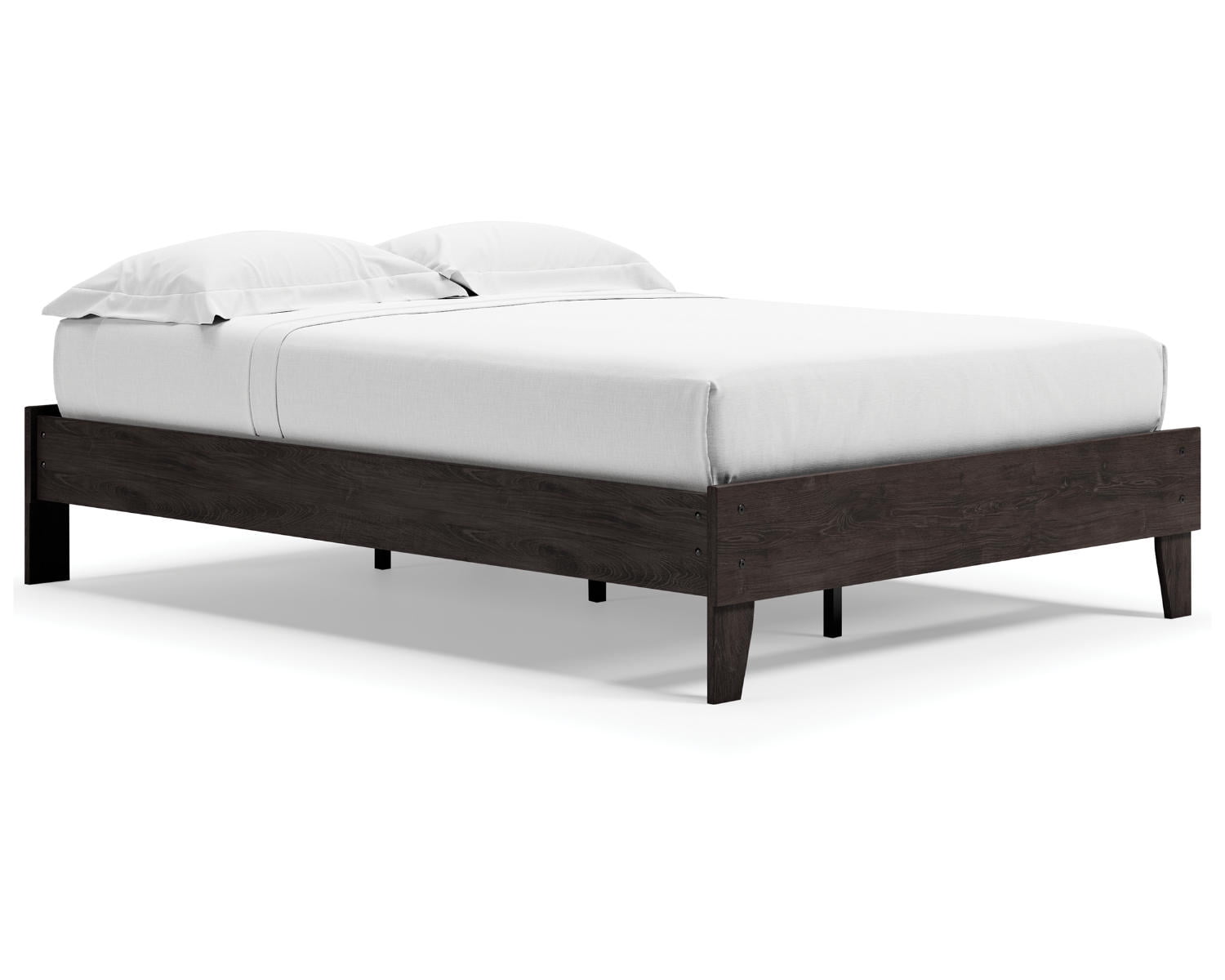 Charcoal Contemporary Full Platform Bed with Engineered Oak Grain