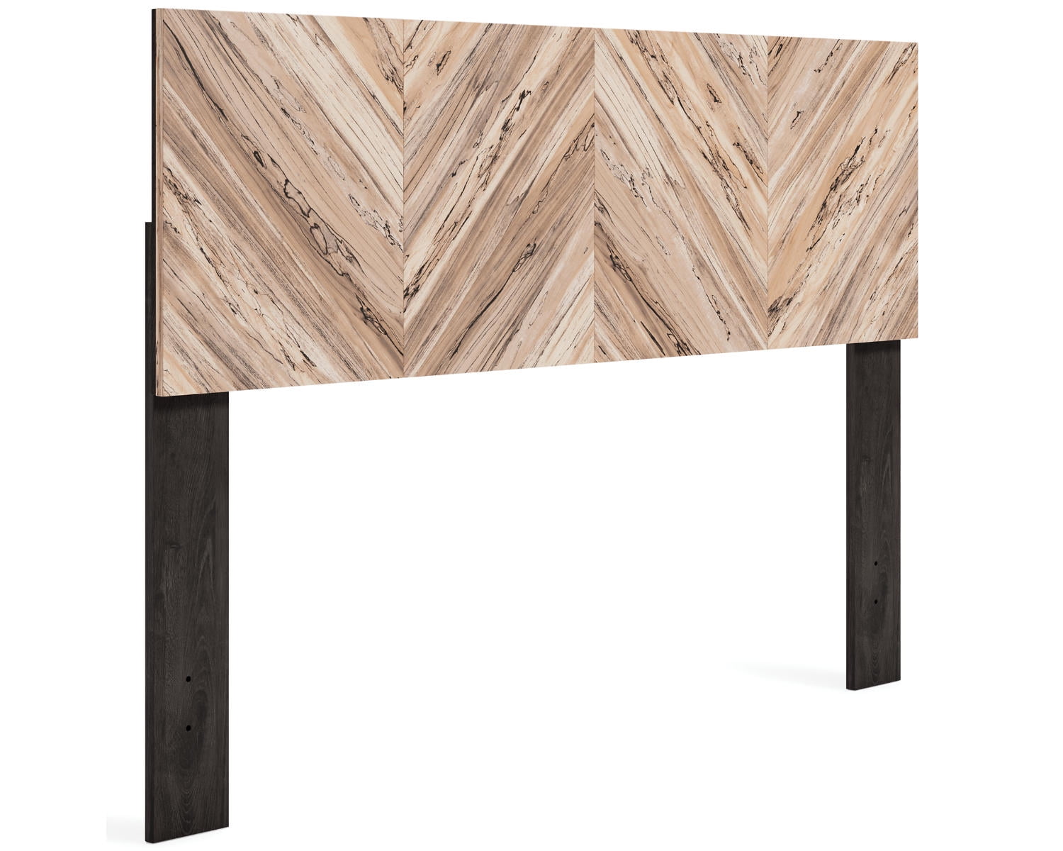 Contemporary Sugarberry Wood Grain Queen Platform Bed in Beige/Black