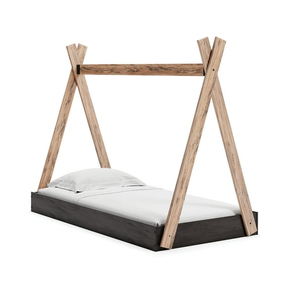 Signature Design by Ashley Contemporary Piperton Twin Tent Complete Bed in Box Two-tone Brown/Black