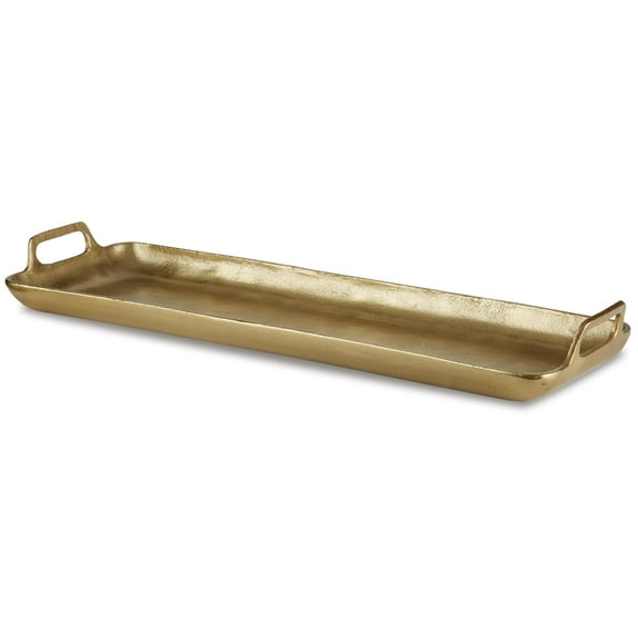 Signature Design by Ashley Contemporary Posy Tray Gold Finish
