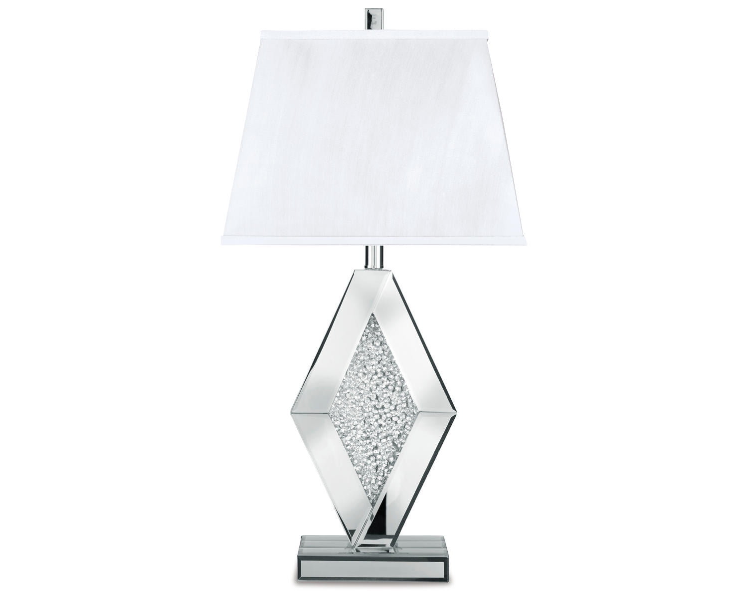 Prunella 30" Silver Mirrored Glass Table Lamp with Crystal Beads