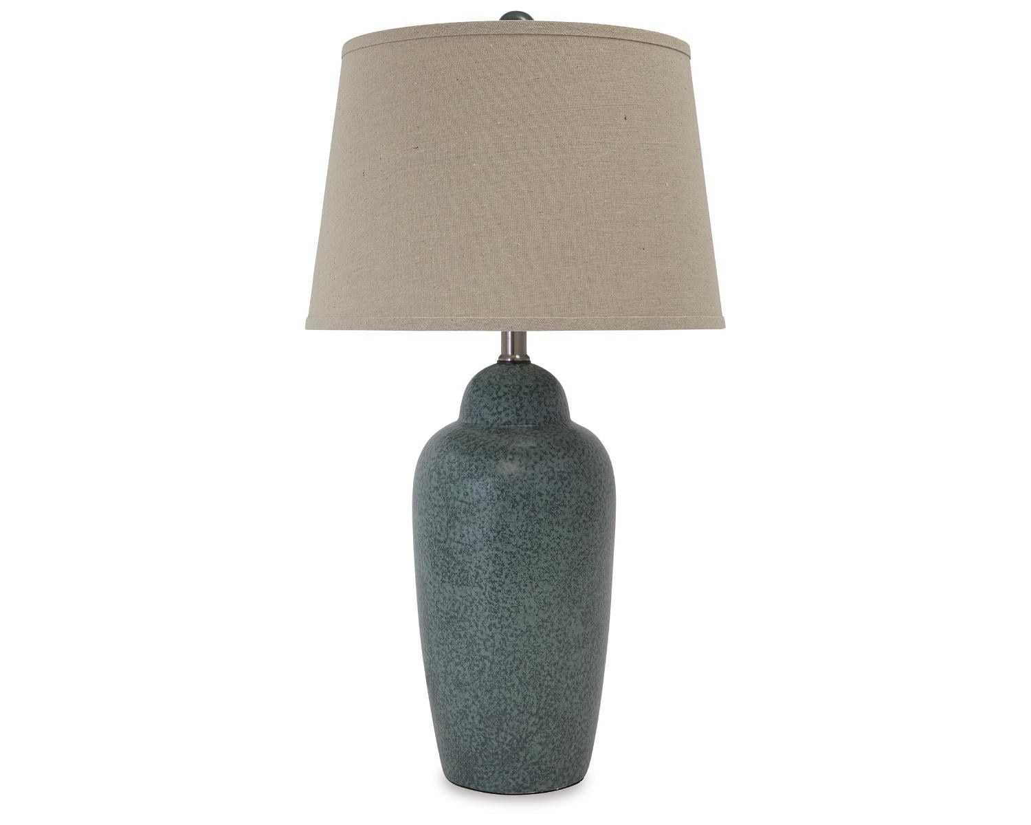 Green and Beige Ceramic Table Lamp with Textured Shade
