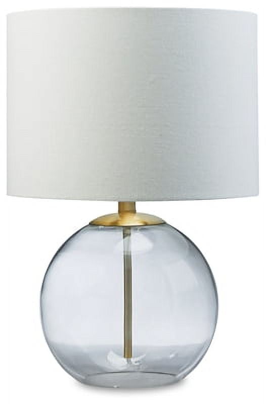 Contemporary 20.75" Clear Glass and Brass Table Lamp with White Shade