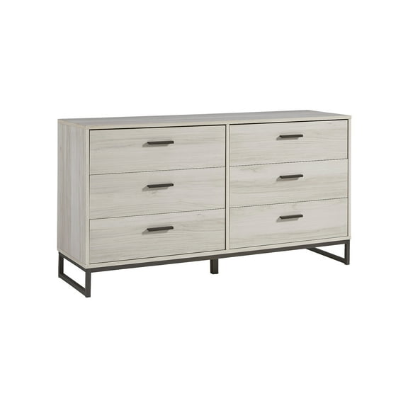 Signature Design by Ashley Socalle Six Drawer Dresser, Light Natural Brown, Modern Oak Grain, Pewter-Tone Pulls