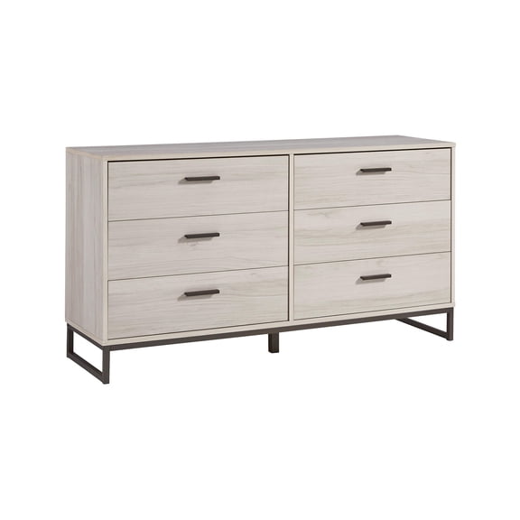 Signature Design by Ashley Socalle Six Drawer Dresser, Light Natural Brown, Modern Oak Grain, Pewter-Tone Pulls