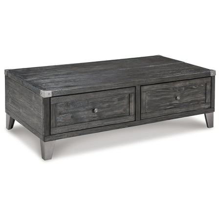 Signature Design by Ashley Contemporary Todoe 2 Drawer Coffee Table with Lift Top, Dark Gray