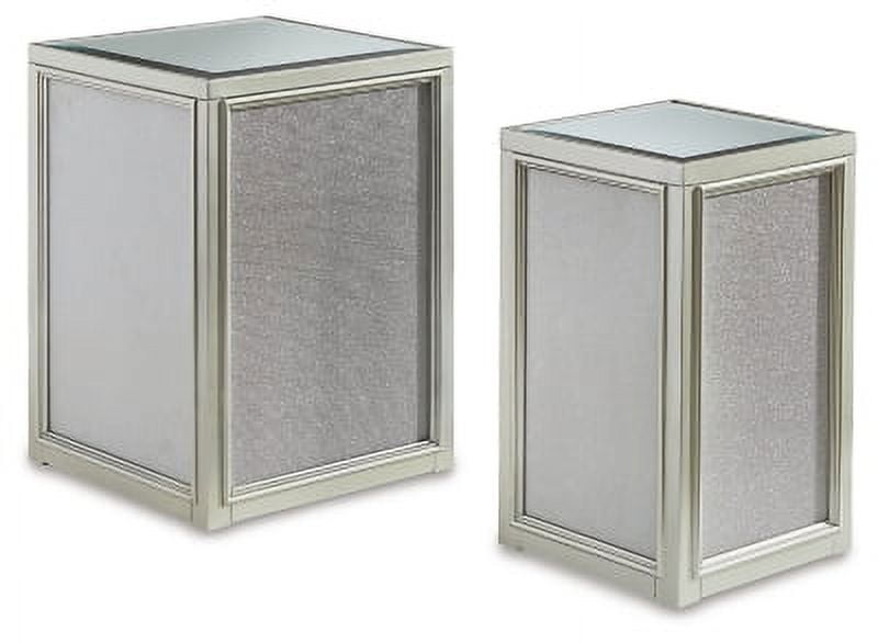 Hollywood Glamour Silver Square Mirrored Nesting End Tables