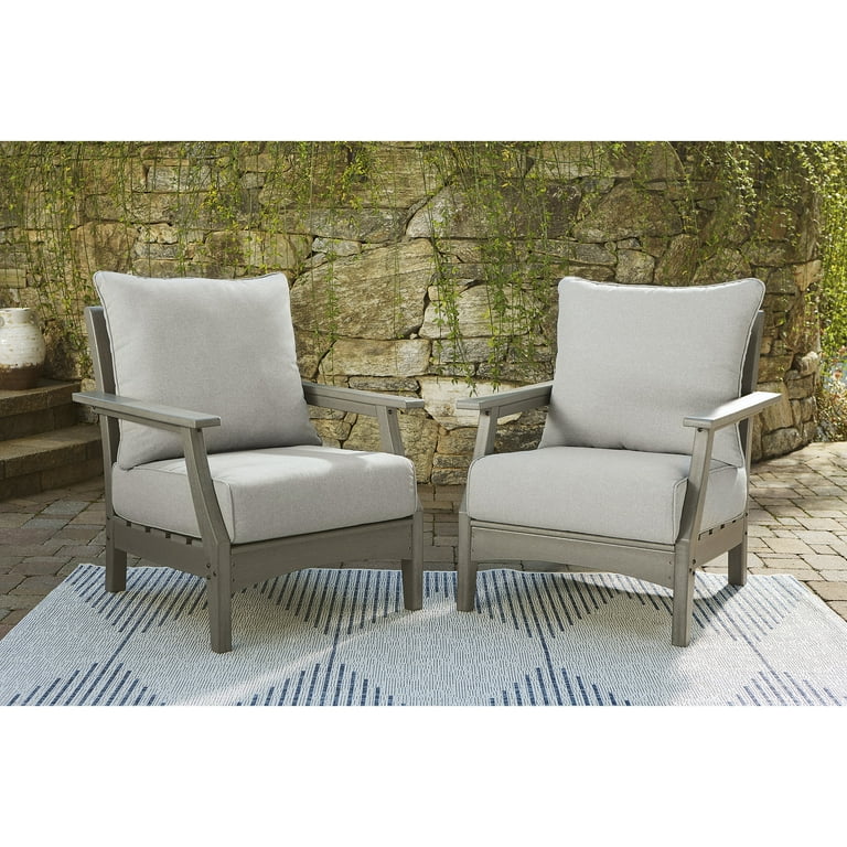 Visola Outdoor Lounge Chair with Cushion (set of 2) - Gray Visola Outdoor Lounge Chair with Cushion (set of 2) - Gray