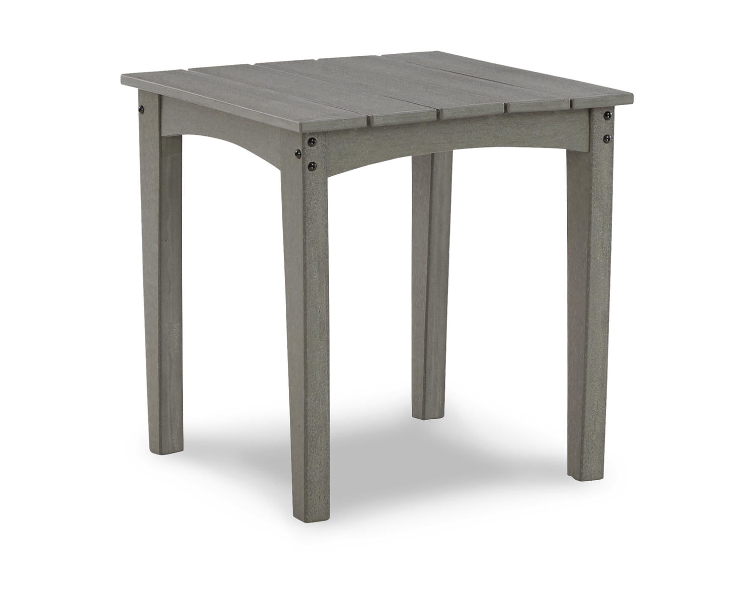 Gray HDPE Rectangular Outdoor End Table with Slatted Top