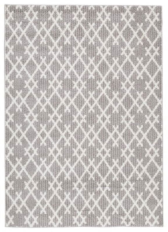 Gray and Cream Geometric Tufted 5' x 7' Rug
