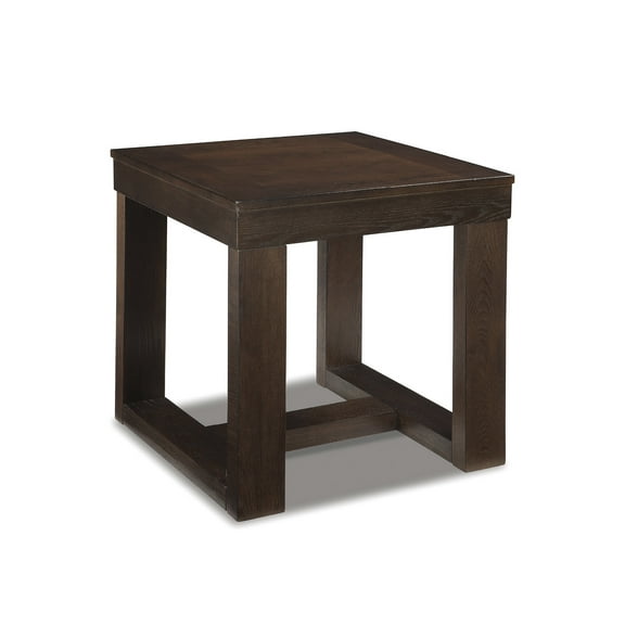 Signature Design by Ashley Watson End Table, Dark Brown Wood Finish Side Table with Plank Effect Top