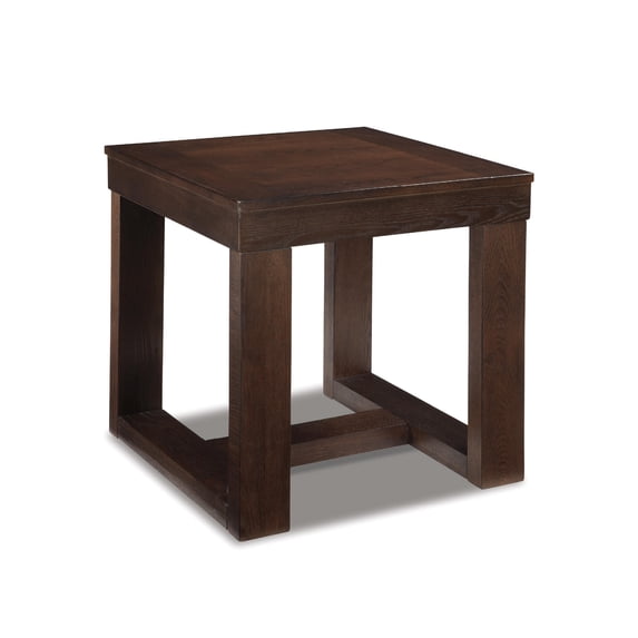 Signature Design by Ashley Watson End Table, Dark Brown Wood Finish Side Table with Plank Effect Top