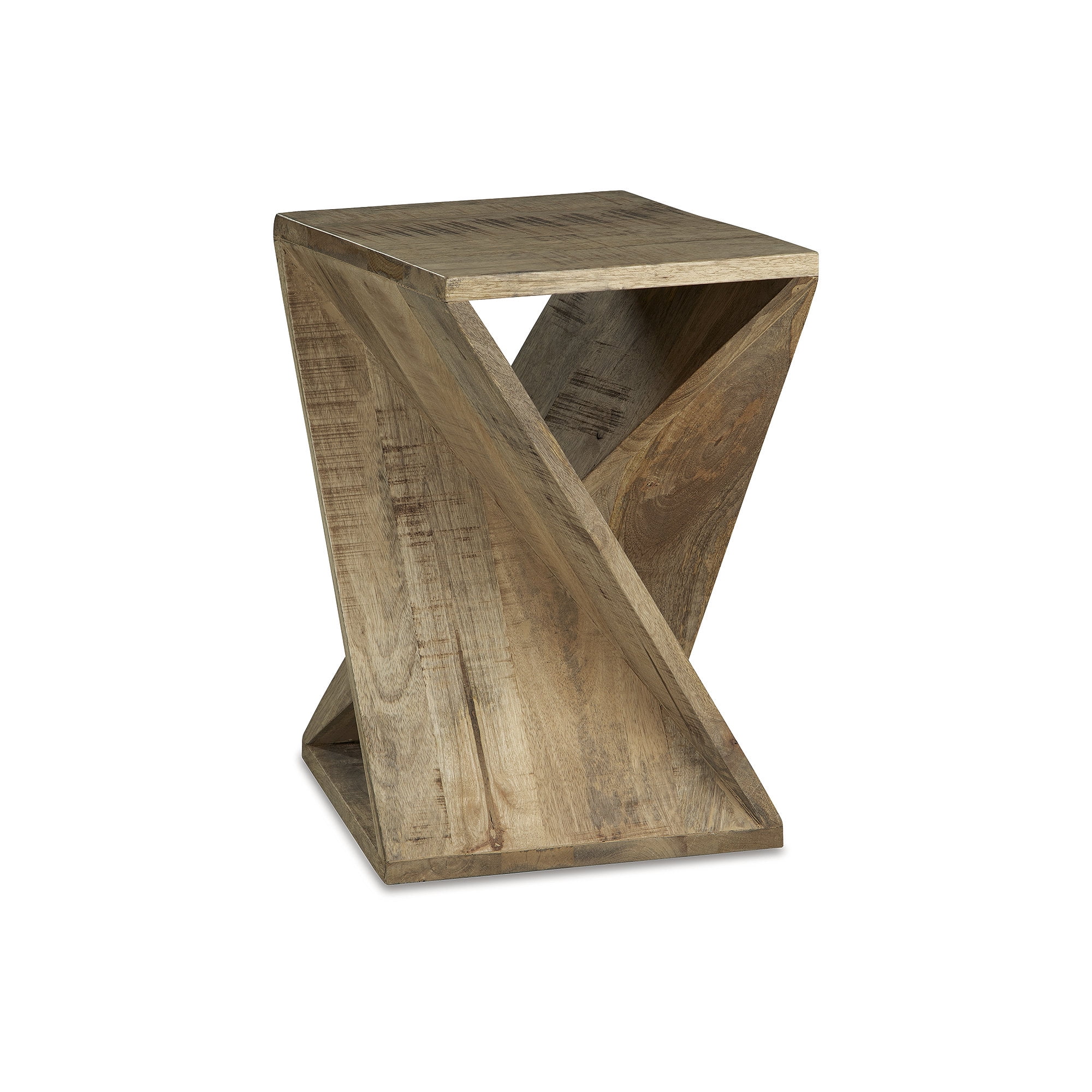 Zalemont Transitional Distressed Brown Solid Wood Square End Table