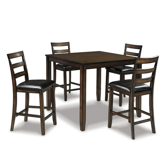 Signature Design by Ashley Coviar 5 Piece Counter Height Dining Set, Includes Table & 4 Barstools, Brown