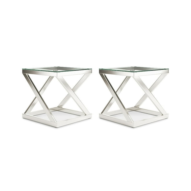 Signature Design by Ashley Coylin Modern Square Brushed Nickel End