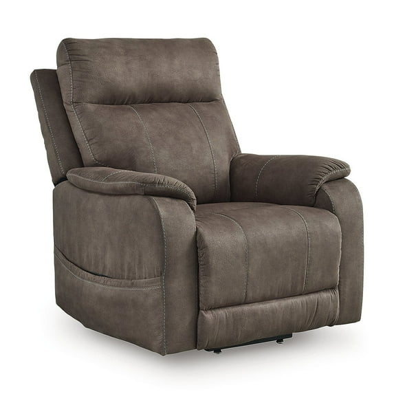 Signature Design by Ashley Crestmeade Power Lift Recliner Chair with Heat, Massage, USB Charging - Espresso Brown Faux Leather Electric Lift Chair