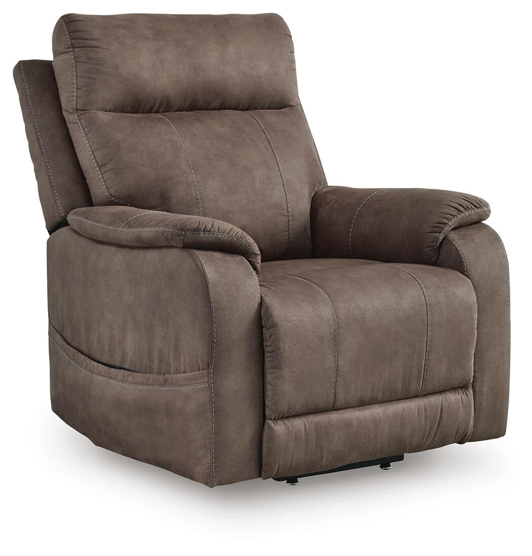 Signature Design by Ashley Crestmeade Power Lift Recliner Chair with Heat, Massage, USB Charging - Espresso Brown Faux Leather Electric Lift Chair