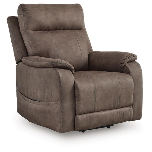 Signature Design by Ashley Crestmeade Power Lift Recliner Chair with Heat, Massage, USB Charging - Espresso Brown Faux Leather Electric Lift Chair