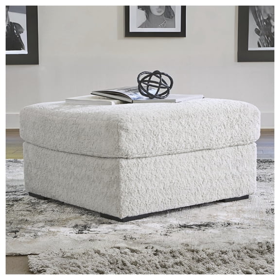 Signature Design by Ashley Cuddlesome Oversized Accent Ottoman, Plush Polyester Upholstery, Arctic White