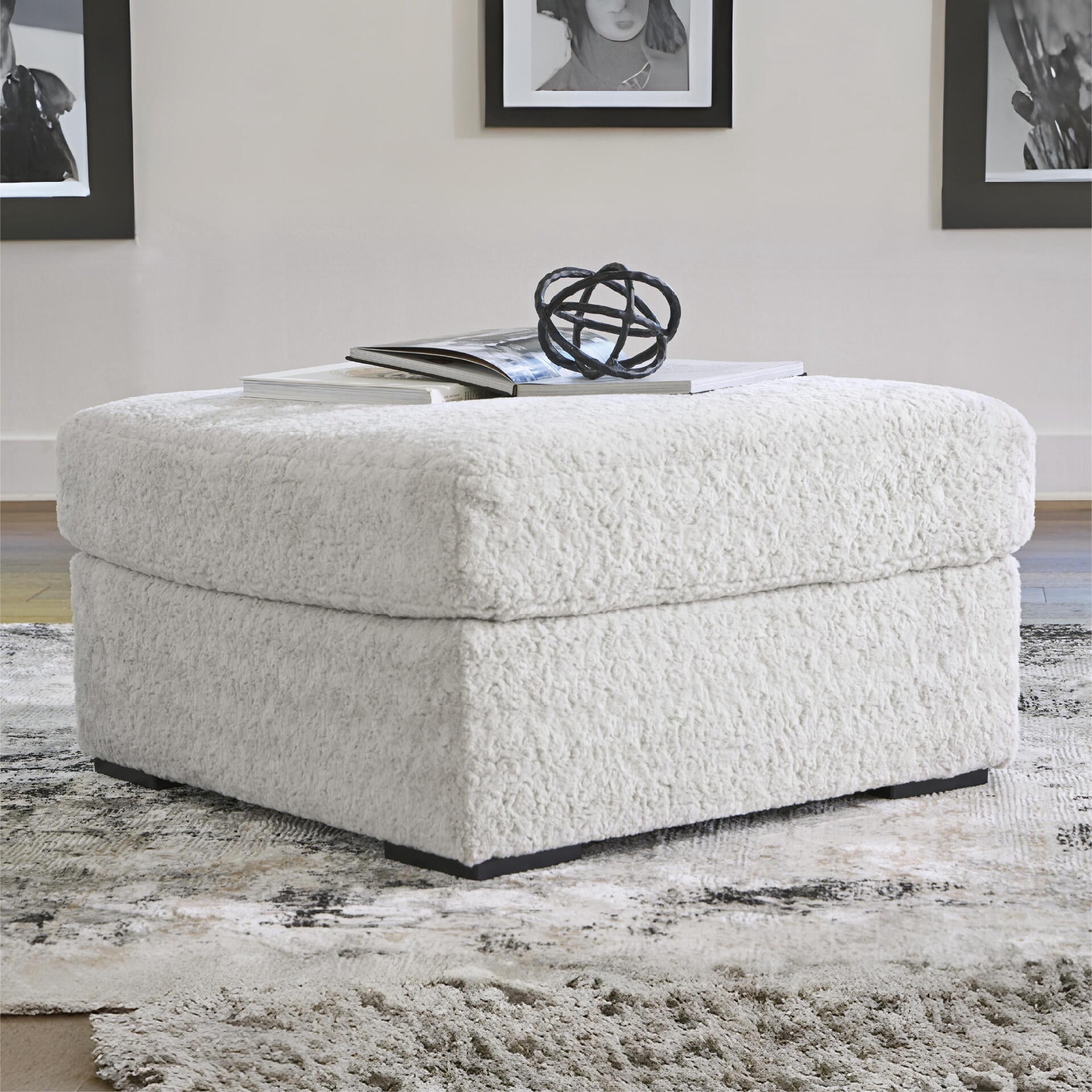 Signature Design by Ashley Cuddlesome Oversized Accent Ottoman, Plush Polyester Upholstery, Arctic White