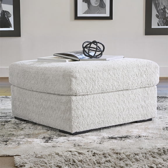 Signature Design by Ashley Cuddlesome Oversized Accent Ottoman, Plush Polyester Upholstery, Arctic White